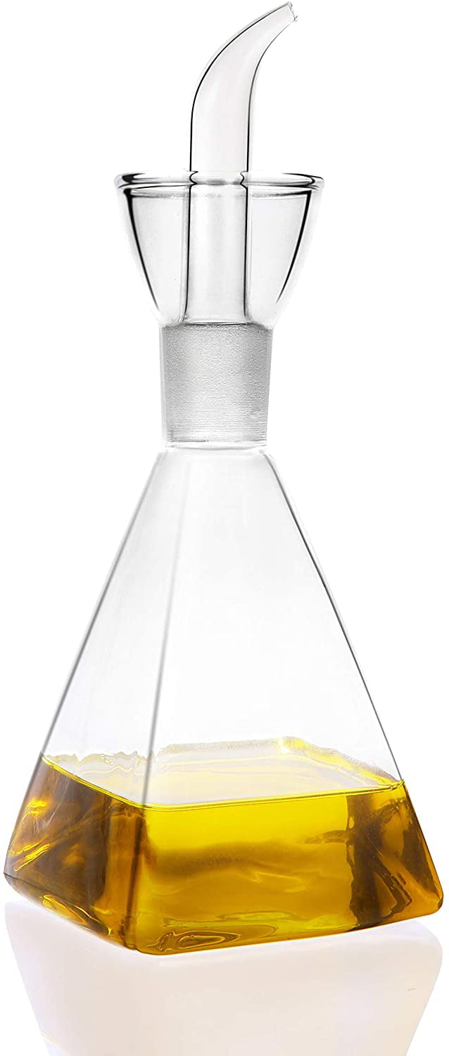 Olive Oil Carafe Decanter for Kitchen and BBQ Oil & Vinegar Cruet with Pourers and NO Funnel Needed HAIZEEN Clear Glass Olive Oil Dispenser Bottle 