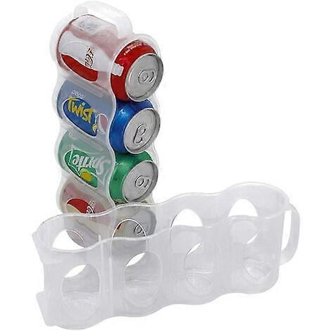 Portable Fridge Shelving Soda Can Organizer, Beer Can Holder, Sliding Fridge Storage Bin, Clear Plastic, 2 Pack