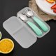 thumbnail image 5 of Juego de cubiertos portátiles para niños de acero inoxidable, cuchara y tenedor, juego de cubiertos para niños de aprendizaje, juego de tenedor y cuchara para el hogar, juego de cubiertos portátiles p, 5 of 6