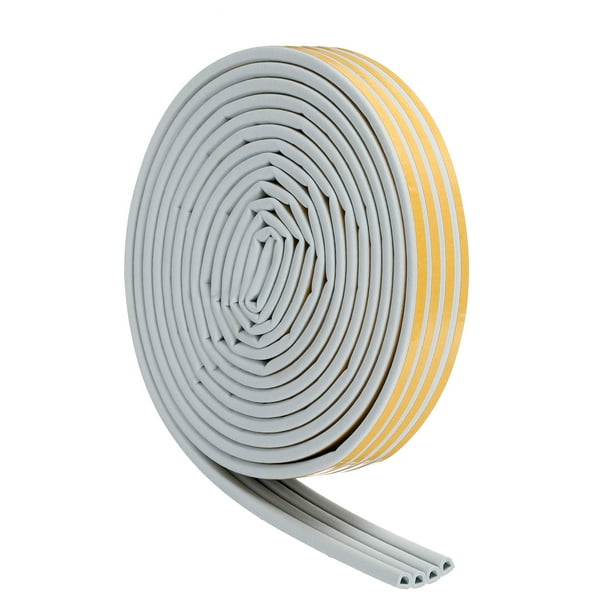 Cinta de sellado para aislamiento de clima de 65 pies para puertas/ventanas, cinta de espuma tipo D de 5/16 pulgadas x 3/8 pulgadas color gris