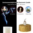 thumbnail image 4 of Velas votivas doradas sin llama, paquete de 12 velas LED falsas parpadeantes con purpurina dorada que funcionan con pilas para centros de mesa de bodas, mesas, aniversarios, exteriores,, 4 of 5
