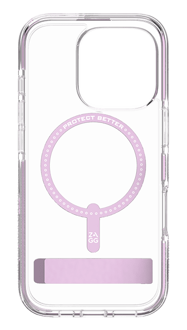 Zagg Piccadilly Snap Case with Kickstand and MagSafe for iPhone 16 Pro, Clear Light Pink