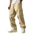 thumbnail image 2 of Lumtrix Men's Relaxed Fit Cargo Pants Baggy Straight Leg Casual Work Sweatpants with Pockets for Hiking Fishing Khaki 2XL, 2 of 9