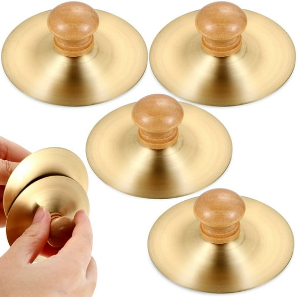 Dsseng Cymbales de Doigts 4 Pcs Cymbales de Doigts avec Poignées en Bois pour Enfants et Adultes - 7cm/2.75 Po(2.64”X2.64”X1.18”)