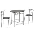 thumbnail image 7 of Ktaxon 3-Piece Modern Kitchen Dining Table Set for 2, Dining Room Round Table and Chair Set with Wine Rack, Black Wood & Silver, 7 of 7