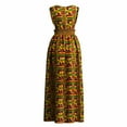 thumbnail image 4 of Bintarealwax Women’s Vest Dresses African Kente Print Sleeveless Elastic Waist Front Open Slit Long Dresses WY11071, 4 of 5
