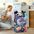 thumbnail image 5 of Yayeee Freestanding Laundry Hamper with Handle Collapsible Large Storage Basket for Clothes, Puprle Ethereal Floral Harmony, 5 of 7