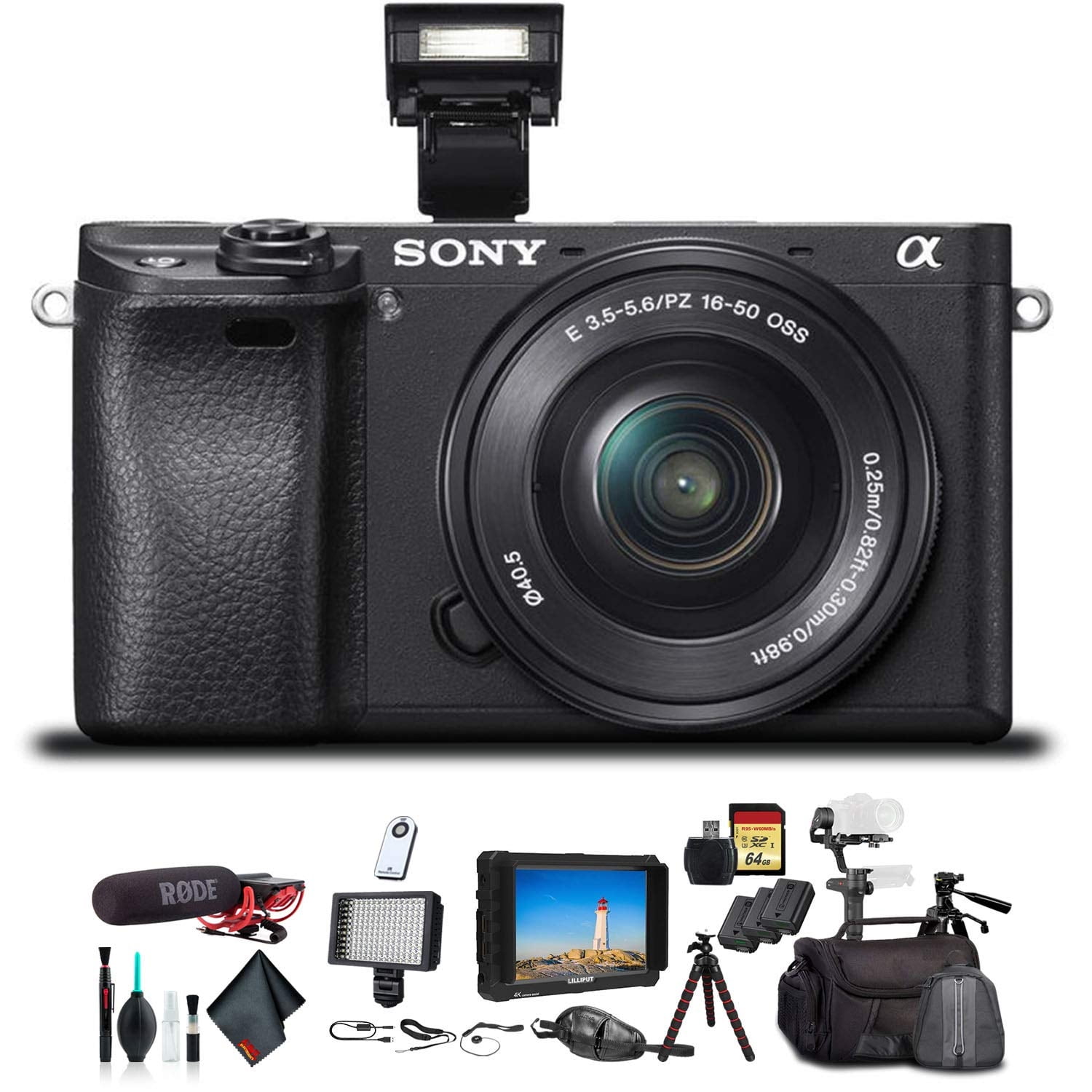 Sony Alpha a6300 Mirrorless Camera W/ 16-50mm Lens Black ILCE6300L/B Professional Bundle(International Model)