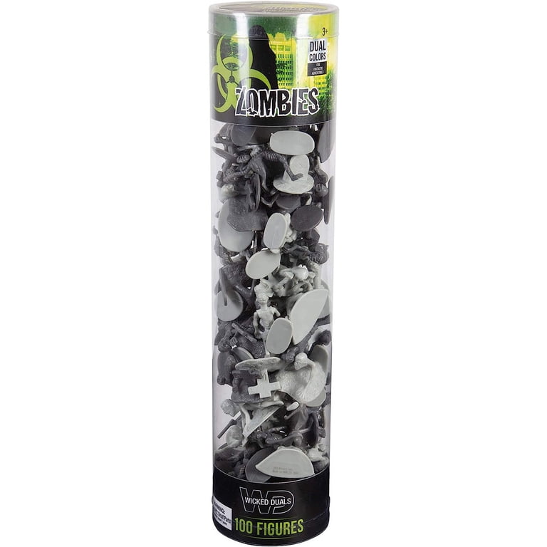 2 pack) Zombie Action Figures - Big Bucket of 100 Zombies with 14