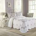 thumbnail image 4 of Modern Heirloom Gwen White/Purple Floral Embroidered Bedspread, King, All Ages, 4 of 7