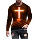 thumbnail image 2 of Blusas y camisas de manga larga con cuello redondo para hombre, blusa informal de manga larga con cuello redondo y estampado de rayas, blusa de poliéster para hombre, 2 of 5