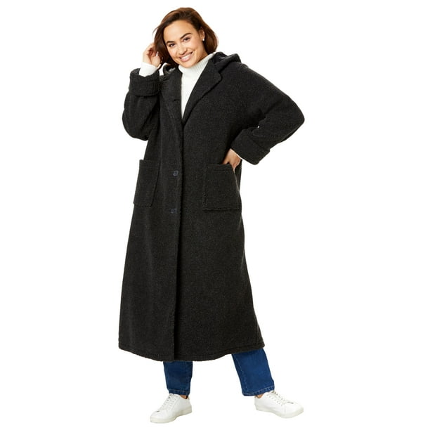 Woman Within - Woman Within Women's Plus Size Long Hooded Berber Fleece ...