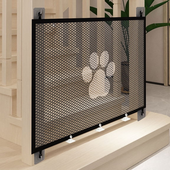 Btomtd No-Drilling Pet Fence, 43.3" x 30.7", Dog and Cat Protective Gate for Staircase Entrance, Home Use Isolation Barrier, Black