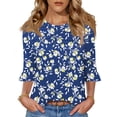 thumbnail image 1 of Camiseta Blingfit, talla grande, casual, mangas 3/4, 2024, a la moda, 1 of 5
