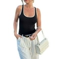 thumbnail image 4 of Women Knit Tank Tops Basic Sleeveless Round Neck Contrast Color Slim Fit Summer Tops 2023 Streetwear, 4 of 6
