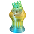 thumbnail image 5 of King Poop Emoji Trophy - Fun Award & Gift - Handmade w/Additive Manufacturing - 6" inches Tall - Featuring a Solid Poop Emoji with a Crown, Secured on a Column Pillar - Funny Trophy (Rainbow), 5 of 6