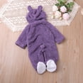 thumbnail image 6 of Mgmyaa Baby Fleece Romper Hooded Jumpsuit With Bear Ears Warm Winter Outfit For Infant Boys Girls 0-12 Months, 6 of 9