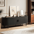 thumbnail image 2 of ROGALIS 70.8-Inch TV Stand with Built-in Power Outlet, Compatible with TVs Up to 75 Inches, Modern Entertainment Center with Adjustable Shelves, Storage Space, and Sliding Doors, Black, 2 of 9