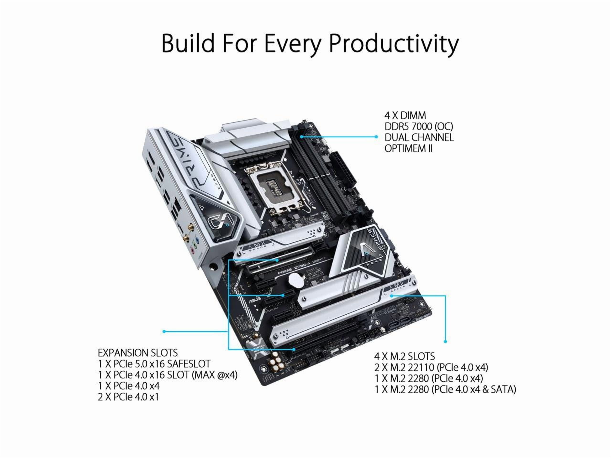 ASUS Prime Z790-A WiFi 6E LGA 1700(Intel®14th &13th&12th Gen) ATX motherboard (16+1 DrMOS,PCIe 5.0,DDR5,4x M.2 slots,Intel® 2.5 Gb LAN,USB 3.2 Gen 2 front panel Type-C,Thunderbolt™ 4(USB4),DP,Aura Syn