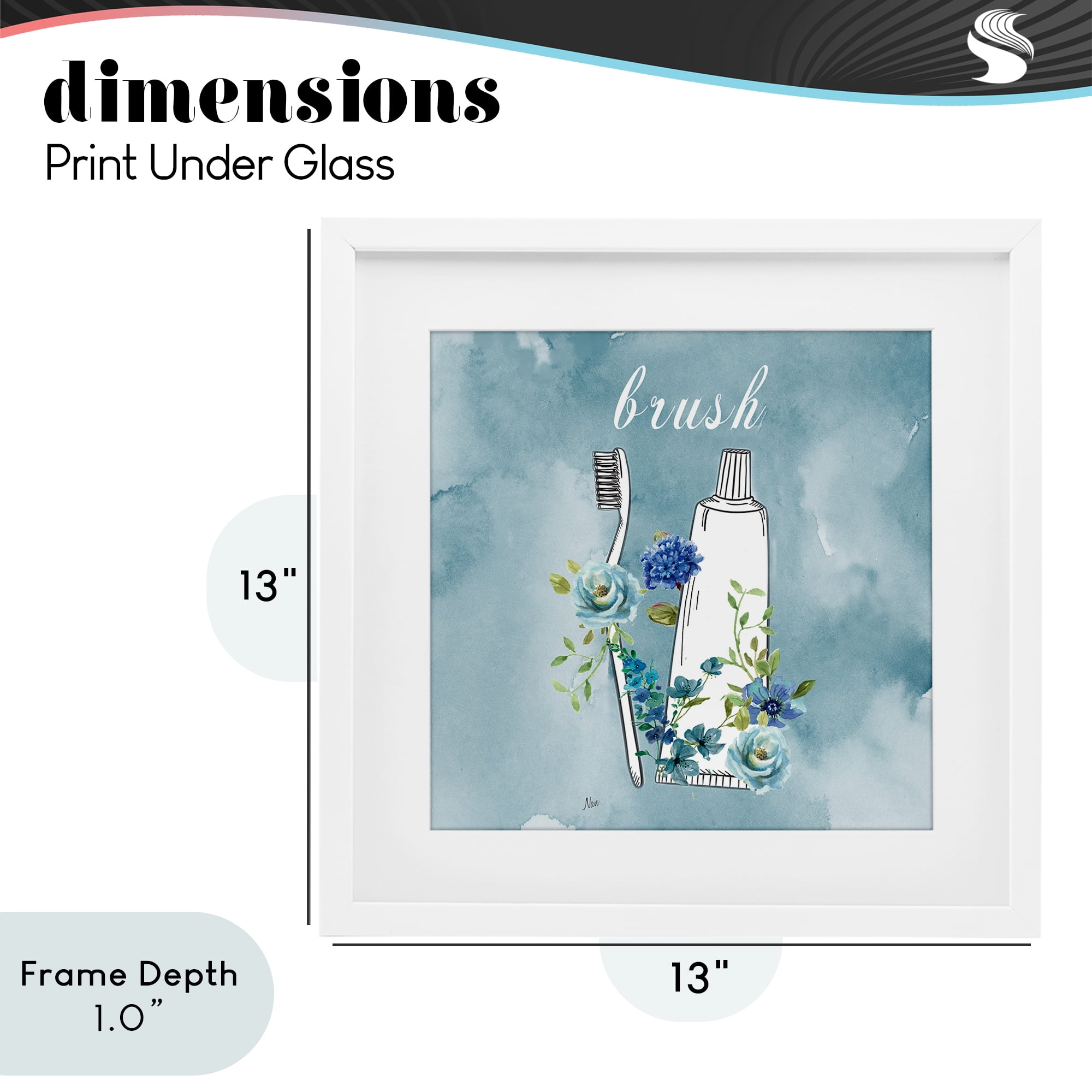 Stupell Industries Floral Bathroom Rules Brush White Framed Print Under Glass, design by Nan