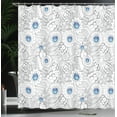thumbnail image 4 of Ambesonne Floral Shower Curtain, Flowers with Blue Dots, 69"Wx84"L, Black White Blue, 4 of 5