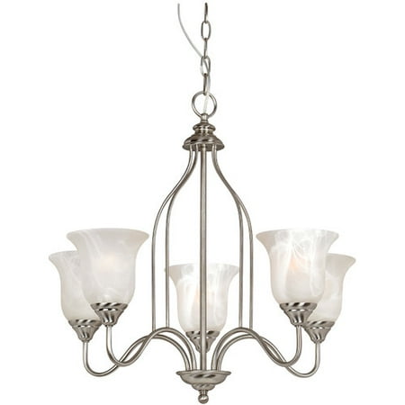 

Hardware House Saturn 5 Light Chandelier with Alabaster Glass - Finish: Satin Nickel
