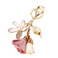 thumbnail image 1 of Flower Keychain Rhinestone Tassel Leaf Key Ring Women Wallet Bag Pendant Charms Pink, 1 of 8