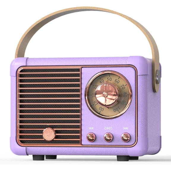 J-999 Retro Bluetooth Speaker,Vintage Decor,Mini Wireless Bluetooth Speaker,Cute Old Fashion Style Support USB/TF Card/AUX for Kitchen Desk Bedroom Office Party Outdoor(Exclusive Purple)