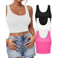 thumbnail image 1 of Crop Tops AURUZA Camisetas sin mangas con cuello en U para mujer x3, 1 of 6