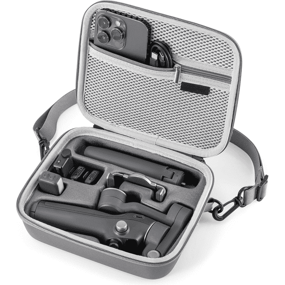 STARTRC PHOTO Carrying Case for DJI Osmo Mobile 8 and 7P, Portable PU Leather Shoulder Bag, Custom Compartments for Gimbal and Accessories
