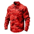 thumbnail image 3 of Blmnix Men Shirts Heavyweight Guide Vintage Shirts Undershirts Red Long Sleeve Collared Men's Tops,XXXXXL, 3 of 3