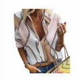 thumbnail image 3 of Blouse Col Rond à Manches Longues Chemise de Travail V Col Rond Blouse Femme Top, Rose, XXL, 3 of 5