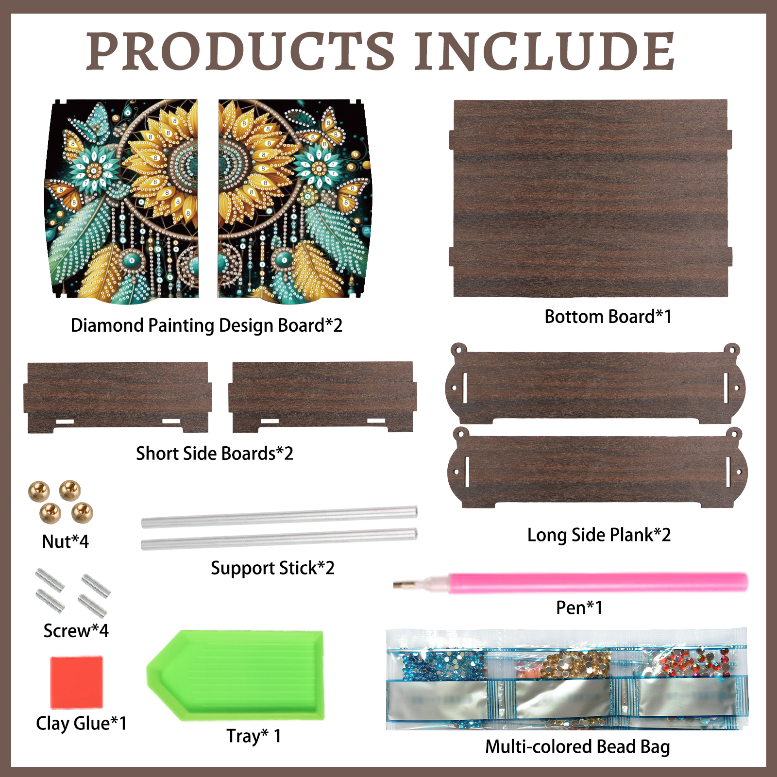 Diamond Painting Kit Storage Box, Sunflower Dreamcatcher DIY Multi-Functional Craft Storage Box, Suitable for Home Office Holiday Gifts