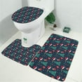 thumbnail image 2 of Dark Blue Christmas Pattern Bathroom Rugs Sets 3 Piece,Toilet Cover Set,Absorbent Non Slip Bathroom Mats Sets with U-Shaped Contour Rug Toilet Rug Set, 2 of 5