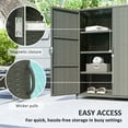 thumbnail image 6 of Outsunny Wicker Outdoor Storage Cabinet with Shelves, 2-Door Rattan Outdoor Pool Towel Storage Cabinet for Garden, Backyard, Porch, Dark Gray, 6 of 10