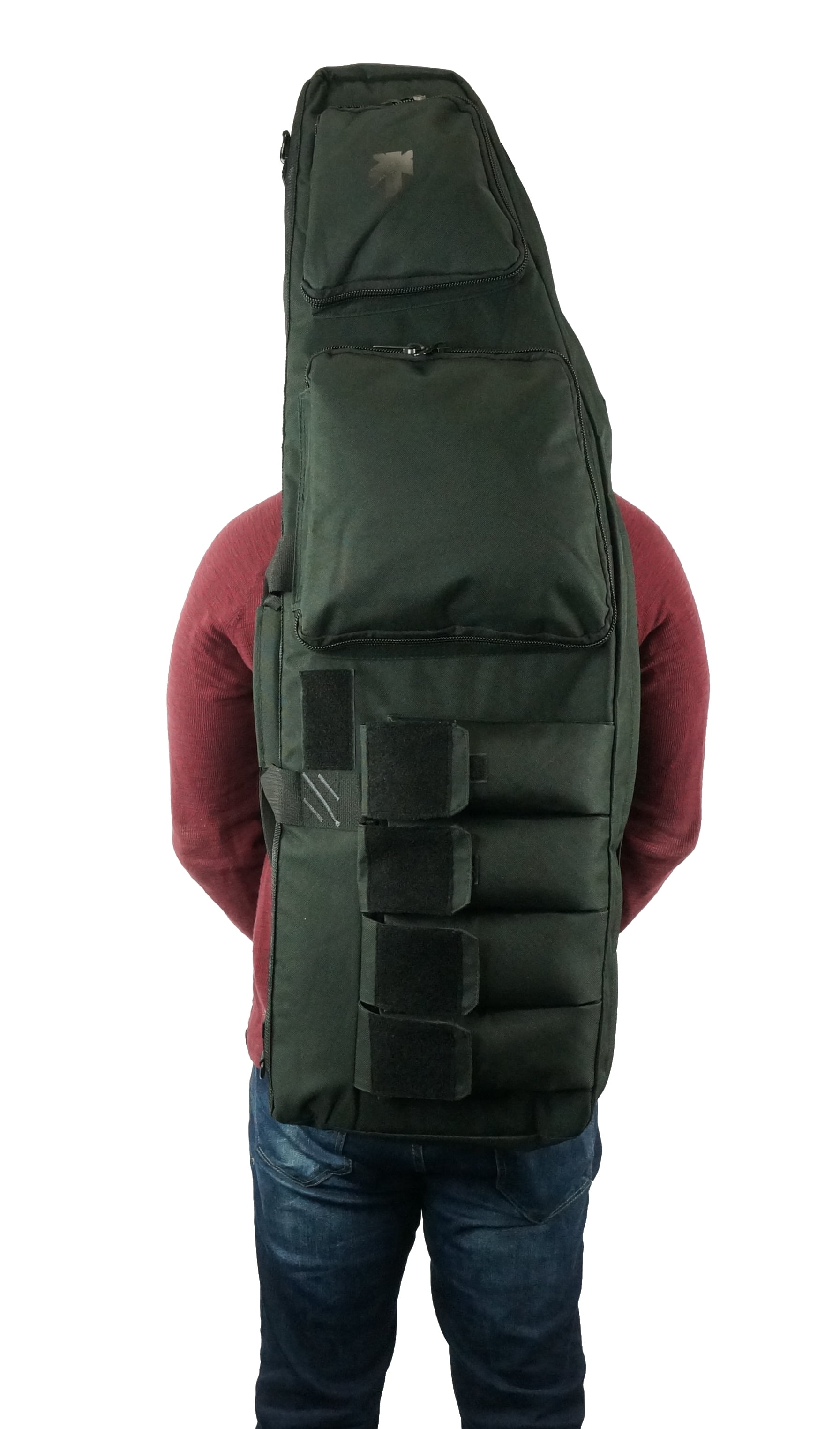 Heavy Duty Double Rifle Case High Quality Lockable Gun Soft Sided Cases Dual Padded Backpack Straps 4 Large Pouches Front Pockets Molle Black