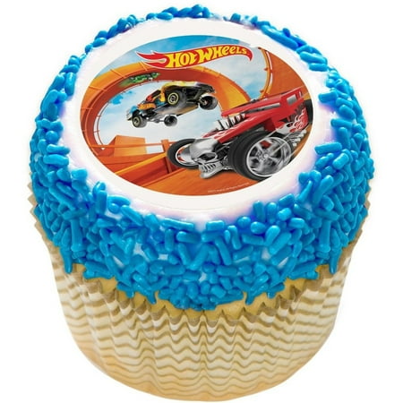 Hot Wheels 2 34 Edible Cupcake Topper 12 Images Party