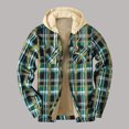 thumbnail image 3 of XMMSWDLA Sales Clearance Blousse for Men Thick Quilted Plaid Printed Jacket Hooded Warm Cotton-padded Jacket, 3 of 4