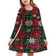 thumbnail image 2 of Gunia Toddler Girl Christmas Dress Baby Spring Autumn Print Ruffle Long Sleeve Holiday Size 6-7 Years, 2 of 6