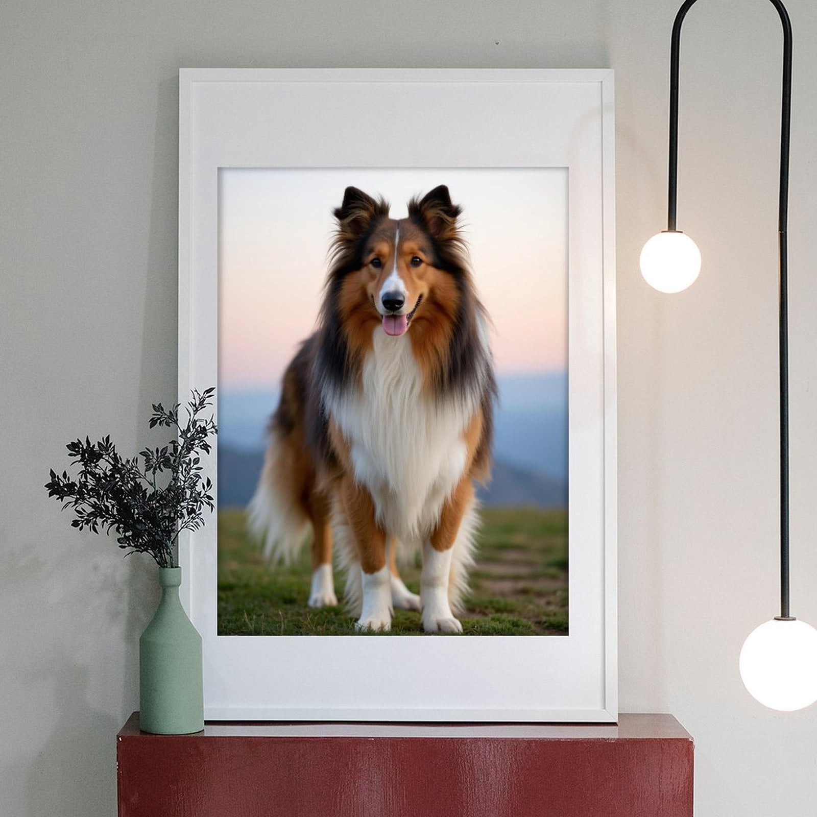 Diamond Art Kit for Adults, Sunset Majestic Shetland Sheepdog Diamond Painting for Adults Beginners, DIY Diamond Art Painting Kits, 5D Diamond Painting Crafts for Home Decor 12x16 Frameless