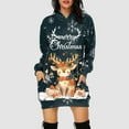 thumbnail image 2 of Drie Long Sleeve Dress Hoodie Women Christmas Hoodies Dress Long Sleeve Casual Tunic Top Xmas Elk Reindeer Hooded Oversized Sweatshirt with Pocket Navy,2XL, 2 of 4