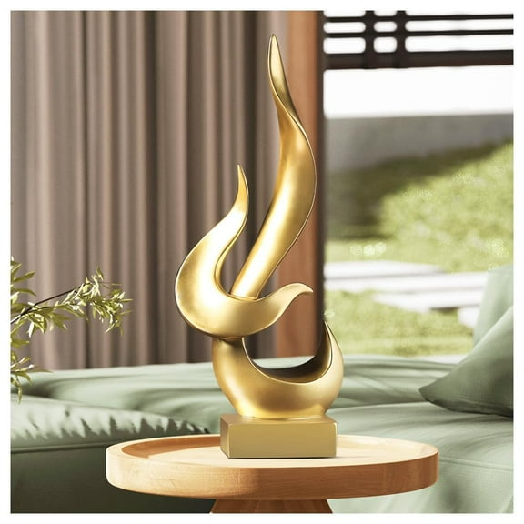 Magicsculp 15" Fire Sculpture - Decorations ATT1for Living Room, Dining Room - Gold Modern Abstract Art Decor, Resin Craft for Home Decor & Gifts