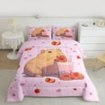 thumbnail image 2 of jejeloiu Cute Capybara Full Size Comforter Sets,Red Strawberry Doughnut Bedding Sets For Girls Boys Reversible 3-Piece, 2 of 8
