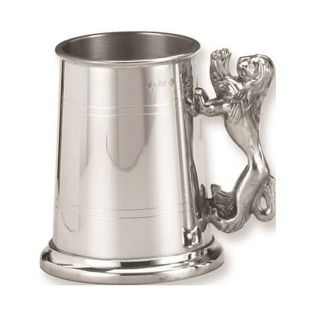 Pewter Glass Bottom - Pewter Lion Handle Glass Bottom 17Oz Tankard Designer Jewelry by Sweet Pea