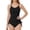 Black, variant on Twist Front Side Tie Girls One Piece Swimsuit, Textured Cute Bathing Suit for Summer Beach Pool,13-14 Years