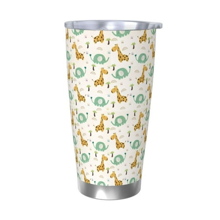 

Gaeub Giraffe And Elephant Print 20-Ounce Stainless Steel Car Cup Tumblers Cups with Lids and Straw Coffee Cups for Adults Kids Home Car Office School Travel Party-Without Straw