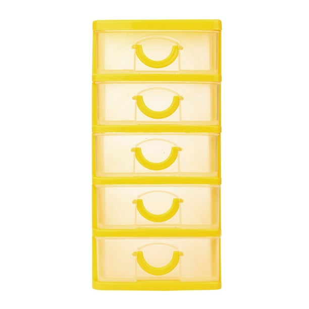 Uuiauoio 5-Layer Clear Desk Organizer with Drawers Versatile Desktop Storage Box for Office Supplies Makeup Jewelry Compact Plastic Drawer Cabinet 5.12X3.54X7.09 Inches