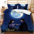 thumbnail image 1 of SQS Inuyasha 2 En 1 Juego De Fundas De Edredón De Tamaño Individual Sábana De Cama Dormitorio Cómodo Funda De Almohada Lavable Kagome Sesshoumaru, 1 of 4