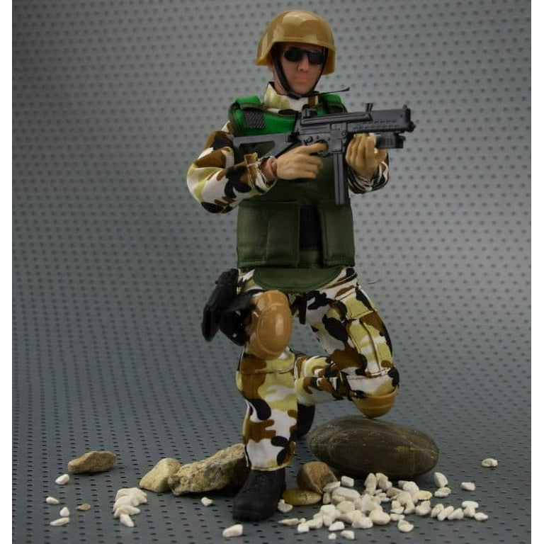 Black 1/6 Soldier Action Figure Model, 12 Inch Realistic Army Military  Police Soldier Model Set with Accessories 