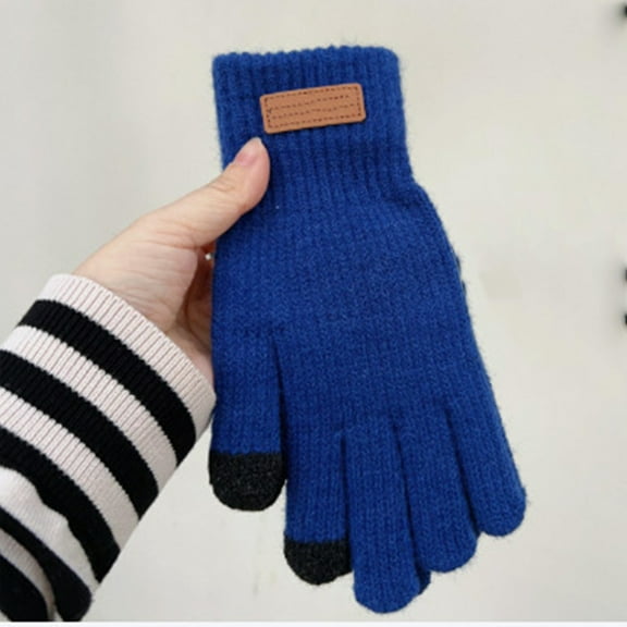 Wool Gloves for Women Cold Weather Knit Gloves Women with Touchscreen Fingers Ladies Soft Gloves Winter Royal Blue Free